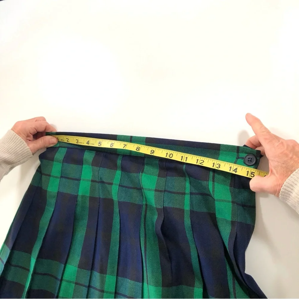 Aerie Green Navy Plaid Pleated Mini Skirt Small